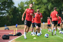 29.06.2026, Bad Wörishofen, Deutschland, Swiss Football League, SFL 2026/2027, Der FC Vaduz startet mit der ersten Trainingseinheit in sein Sommertrainingslager in Bad Wörishofen (Unterallgäu). Der Verein bereitet sich dort auf die Saison 2026/2027 vor. Milos Cocic (FC Vaduz)