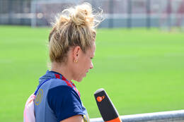 19.08.2026, München, Deutschland. Google Pixel Frauen-Bundesliga: Die FC Bayern Frauen absolvieren auf dem FC Bayern Campus eine Trainingseinheit vor dem Bundesliga-Saisonauftakt gegen den 1. FC Union Berlin. Linda Dallmann (FC Bayern Frauen)