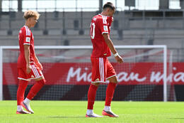 19.08.2026, München, Deutschland. FC Bayern München U19 vs. VfB Stuttgart U19 am FC Bayern Campus in München. FC Bayern U19 Spieler