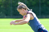 19.08.2026, München, Deutschland. Google Pixel Frauen-Bundesliga: Die FC Bayern Frauen absolvieren auf dem FC Bayern Campus eine Trainingseinheit vor dem Bundesliga-Saisonauftakt gegen den 1. FC Union Berlin. Giulia Gwinn (FC Bayern Frauen)