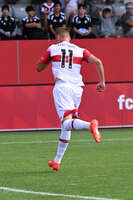 19.08.2026, München, Deutschland. FC Bayern München U19 vs. VfB Stuttgart U19 am FC Bayern Campus in München. VfB U19 Spieler jubelt