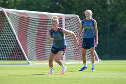 05.08.2026, München, Deutschland. Google Pixel Frauen-Bundesliga: Die FC Bayern Frauen absolvieren auf dem FC Bayern Campus eine Trainingseinheit zur Vorbereitung auf das Testspiel gegen Paris FC. Linda Dallmann (FC Bayern Frauen)