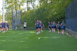05.08.2026, München, Deutschland. Google Pixel Frauen-Bundesliga: Die FC Bayern Frauen absolvieren auf dem FC Bayern Campus eine Trainingseinheit zur Vorbereitung auf das Testspiel gegen Paris FC. Lena Oberdorf (FC Bayern Frauen)