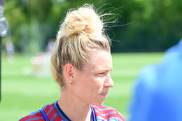 19.08.2026, München, Deutschland. Google Pixel Frauen-Bundesliga: Die FC Bayern Frauen absolvieren auf dem FC Bayern Campus eine Trainingseinheit vor dem Bundesliga-Saisonauftakt gegen den 1. FC Union Berlin. Linda Dallmann (FC Bayern Frauen)