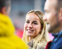 19.10.2026, München, Bayern, Deutschland. Google Pixel Frauen-Bundesliga: FC Bayern Frauen gegen VfB Stuttgart Frauen. Spielort: FC Bayern Campus-Stadion. Giulia Gwinn (FC Bayern Frauen) fröhlich, gut gelaunt, lachend