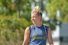 05.08.2026, München, Deutschland. Google Pixel Frauen-Bundesliga: Die FC Bayern Frauen absolvieren auf dem FC Bayern Campus eine Trainingseinheit zur Vorbereitung auf das Testspiel gegen Paris FC. Linda Dallmann (FC Bayern Frauen)