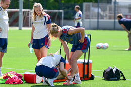 19.08.2026, München, Deutschland. Google Pixel Frauen-Bundesliga: Die FC Bayern Frauen absolvieren auf dem FC Bayern Campus eine Trainingseinheit vor dem Bundesliga-Saisonauftakt gegen den 1. FC Union Berlin. Glodis Perla Viggosdottir (FC Bayern Frauen)