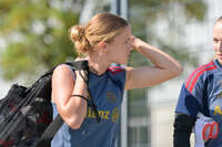 05.08.2026, München, Deutschland. Google Pixel Frauen-Bundesliga: Die FC Bayern Frauen absolvieren auf dem FC Bayern Campus eine Trainingseinheit zur Vorbereitung auf das Testspiel gegen Paris FC. Sophie Proost (FC Bayern Frauen), Regina van Eijk (FC Bayern Frauen)