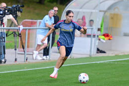 19.08.2026, München, Deutschland. Google Pixel Frauen-Bundesliga: Die FC Bayern Frauen absolvieren auf dem FC Bayern Campus eine Trainingseinheit vor dem Bundesliga-Saisonauftakt gegen den 1. FC Union Berlin. Kassandra Potsi (FC Bayern Frauen)
