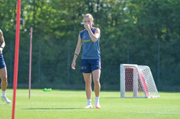 05.08.2026, München, Deutschland. Google Pixel Frauen-Bundesliga: Die FC Bayern Frauen absolvieren auf dem FC Bayern Campus eine Trainingseinheit zur Vorbereitung auf das Testspiel gegen Paris FC. Sophie Proost (FC Bayern Frauen)