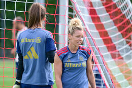 19.08.2026, München, Deutschland. Google Pixel Frauen-Bundesliga: Die FC Bayern Frauen absolvieren auf dem FC Bayern Campus eine Trainingseinheit vor dem Bundesliga-Saisonauftakt gegen den 1. FC Union Berlin. Linda Dallmann (FC Bayern Frauen)