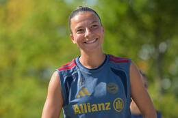 05.08.2026, München, Deutschland. Google Pixel Frauen-Bundesliga: Die FC Bayern Frauen absolvieren auf dem FC Bayern Campus eine Trainingseinheit zur Vorbereitung auf das Testspiel gegen Paris FC. Arianna Caruso (FC Bayern Frauen)