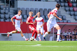 19.08.2026, München, Deutschland. FC Bayern München U19 vs. VfB Stuttgart U19 am FC Bayern Campus in München. Übersicht
