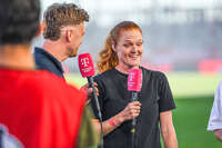 06.09.2026, München, Deutschland. Google Pixel Frauen-Bundesliga: FC Bayern München Frauen gegen SC Freiburg Frauen am FC Bayern Campus. Stine Ballisager (FC Bayern Frauen) im Interview