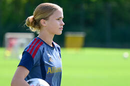 19.08.2026, München, Deutschland. Google Pixel Frauen-Bundesliga: Die FC Bayern Frauen absolvieren auf dem FC Bayern Campus eine Trainingseinheit vor dem Bundesliga-Saisonauftakt gegen den 1. FC Union Berlin. Sophie Proost (FC Bayern Frauen)
