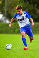 11.10.2026, Bad Wörishofen, Bayern, Deutschland. U19 (A-Jun.) Kreisklasse Allgäu – Nord: FC Bad Wörishofen U19 gegen JFG Wertachtal U19. Spielort: Stadion Unteres Hart. Saison 2026/2027. Julian Bleyer (FC Bad Wörishofen) am Ball, mit dem Ball, in einer Spielszene