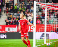 19.10.2026, München, Bayern, Deutschland. Google Pixel Frauen-Bundesliga: FC Bayern Frauen gegen VfB Stuttgart Frauen. Spielort: FC Bayern Campus-Stadion. Pernille Harder (FC Bayern Frauen) beim Jubel, jubelnd, feiernd während der Ball im Tor liegt.