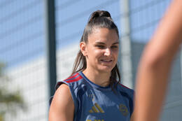 05.08.2026, München, Deutschland. Google Pixel Frauen-Bundesliga: Die FC Bayern Frauen absolvieren auf dem FC Bayern Campus eine Trainingseinheit zur Vorbereitung auf das Testspiel gegen Paris FC. Jovana Damnjanovic (FC Bayern Frauen)