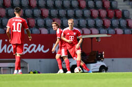 19.08.2026, München, Deutschland. FC Bayern München U19 vs. VfB Stuttgart U19 am FC Bayern Campus in München. FC Bayern U19 Spieler