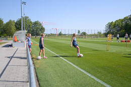 05.08.2026, München, Deutschland. Google Pixel Frauen-Bundesliga: Die FC Bayern Frauen absolvieren auf dem FC Bayern Campus eine Trainingseinheit zur Vorbereitung auf das Testspiel gegen Paris FC. Übersicht des Training