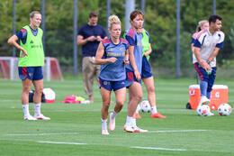 19.08.2026, München, Deutschland. Google Pixel Frauen-Bundesliga: Die FC Bayern Frauen absolvieren auf dem FC Bayern Campus eine Trainingseinheit vor dem Bundesliga-Saisonauftakt gegen den 1. FC Union Berlin. Linda Dallmann (FC Bayern Frauen)